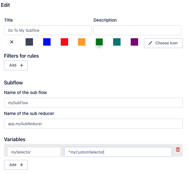 Subflow configurationexample Alt text